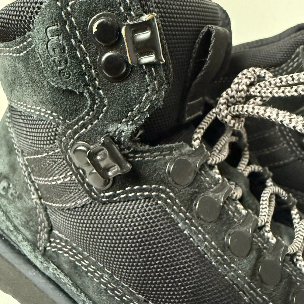 UGG Kids Black Suede Lace-Up Winter Boots